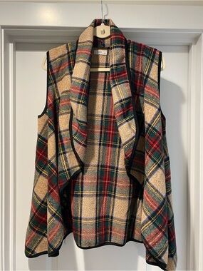 Plaid Cascade Vest in Red & Green Tartan by VLD L/XL